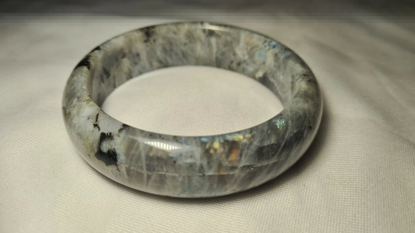 Bracelet massif "jonc" en labradorite Cristal Roche