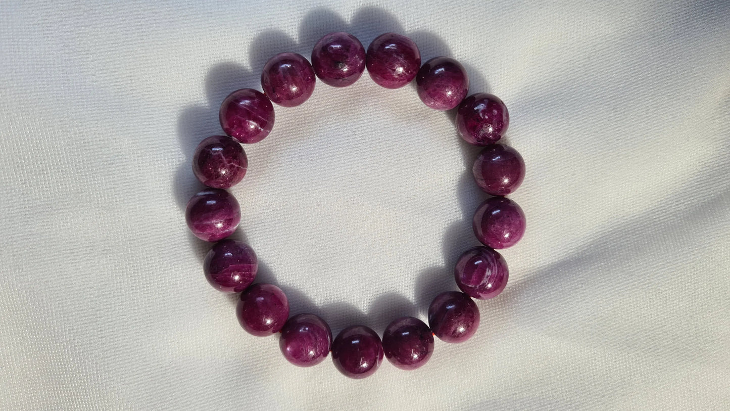 Bracelets de perles de rubis 11mm / 18.7cm Cristal Roche