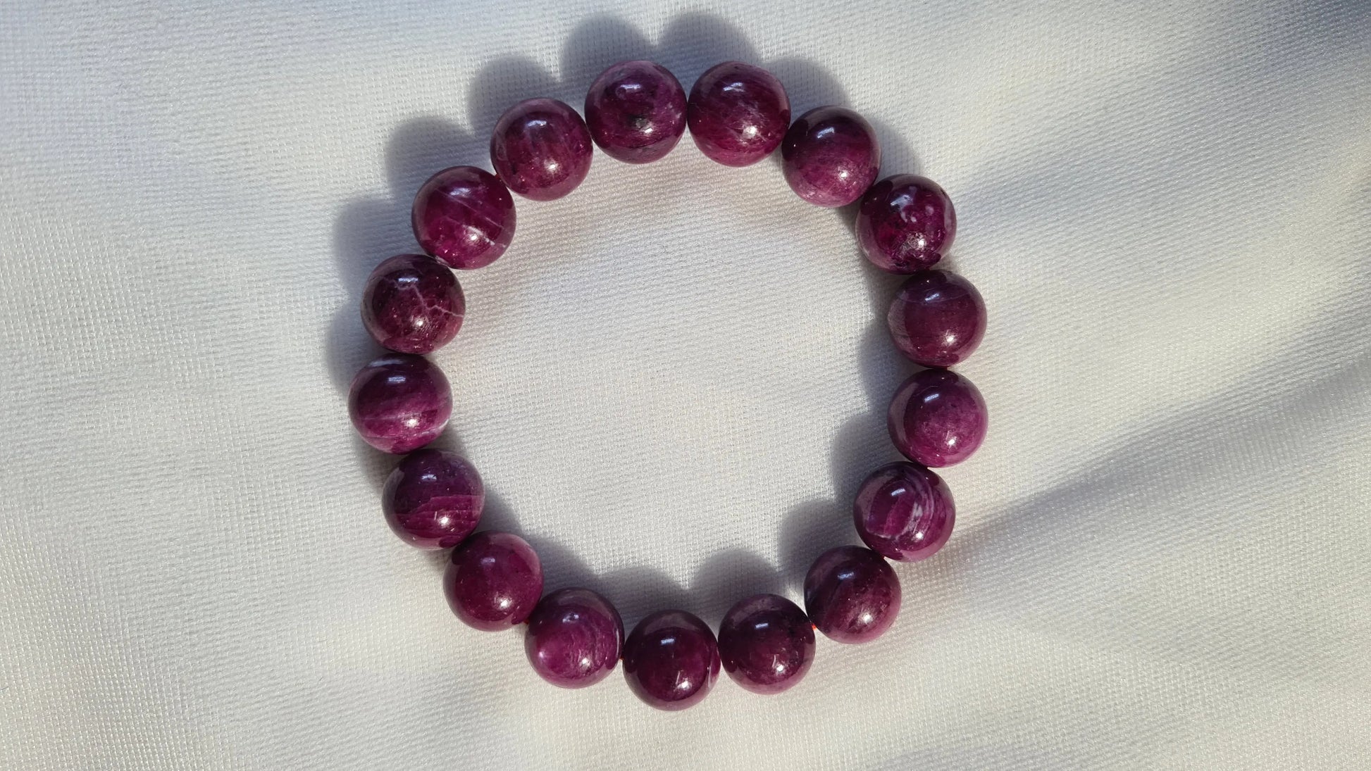 Bracelets de perles de rubis 11mm / 18.7cm Cristal Roche