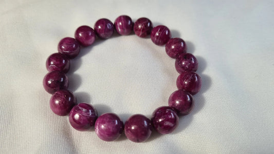 Bracelets de perles de rubis 11mm / 18.7cm Cristal Roche