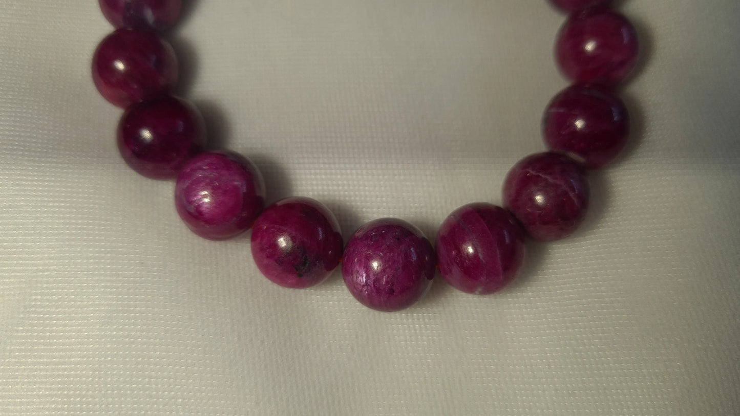 Bracelets de perles de rubis 11mm / 18.7cm Cristal Roche