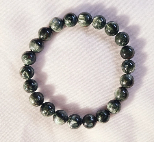 Bracelets de perles de séraphinite 9mm / 19.8cm Cristal Roche