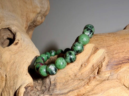 Bracelet en Rubis Zoïsite de perles de 10mm Cristal Roche