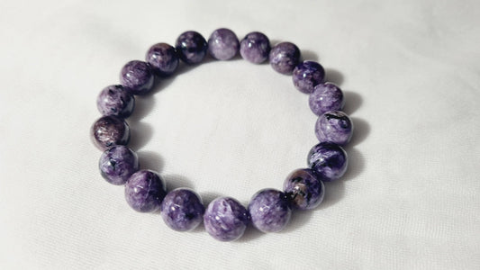 Bracelet en perles de charoïte 12mm / 21.6cm Cristal Roche