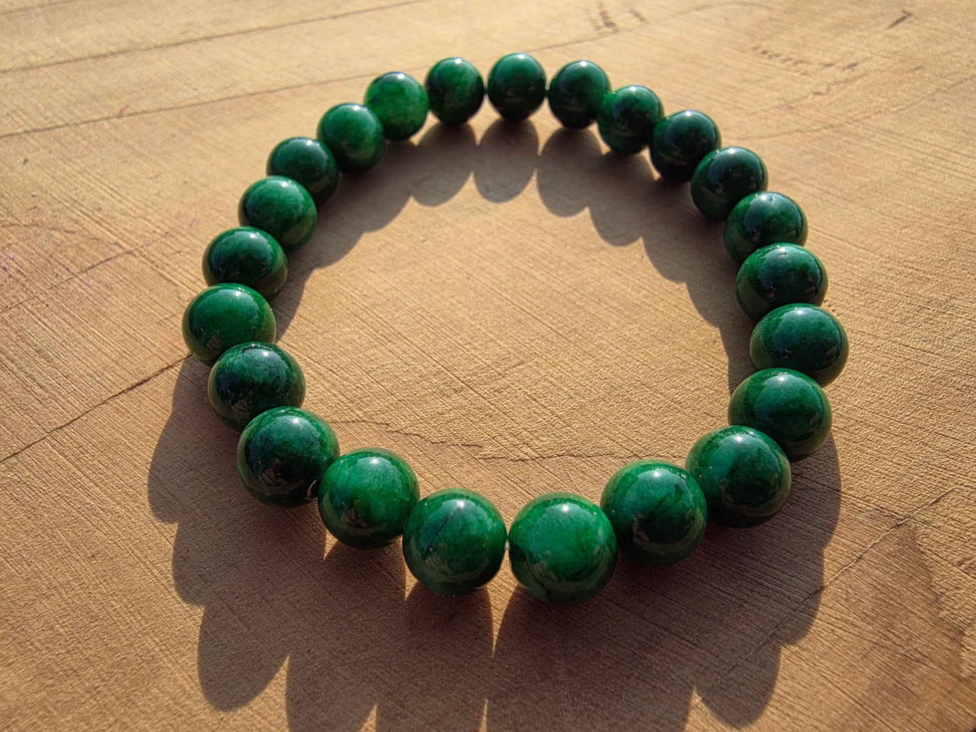 Bracelet en jade néphrite de Chine 8mm Cristal Roche
