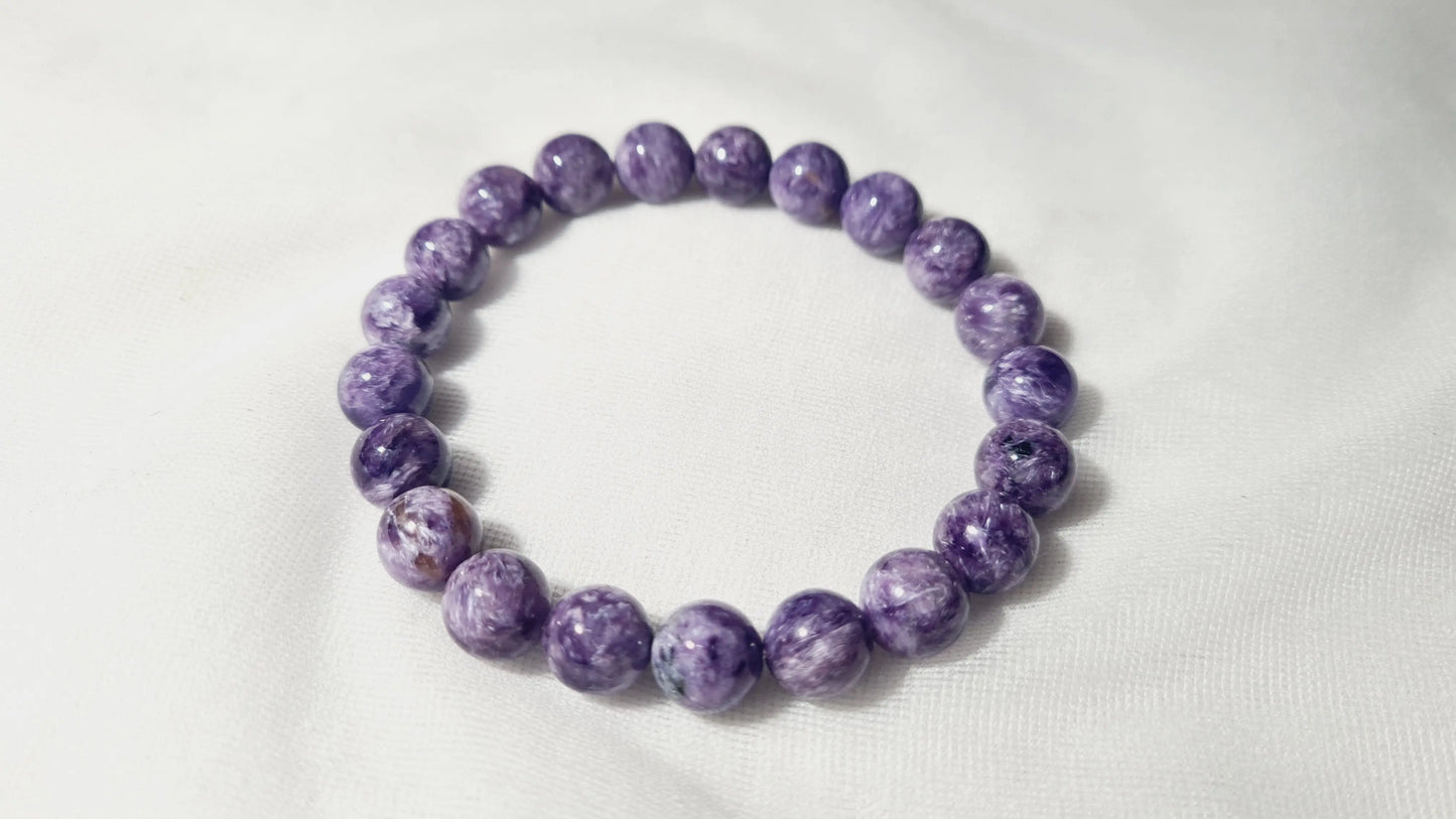 Bracelet en perles de charoïte 8mm / 16.8cm Cristal Roche