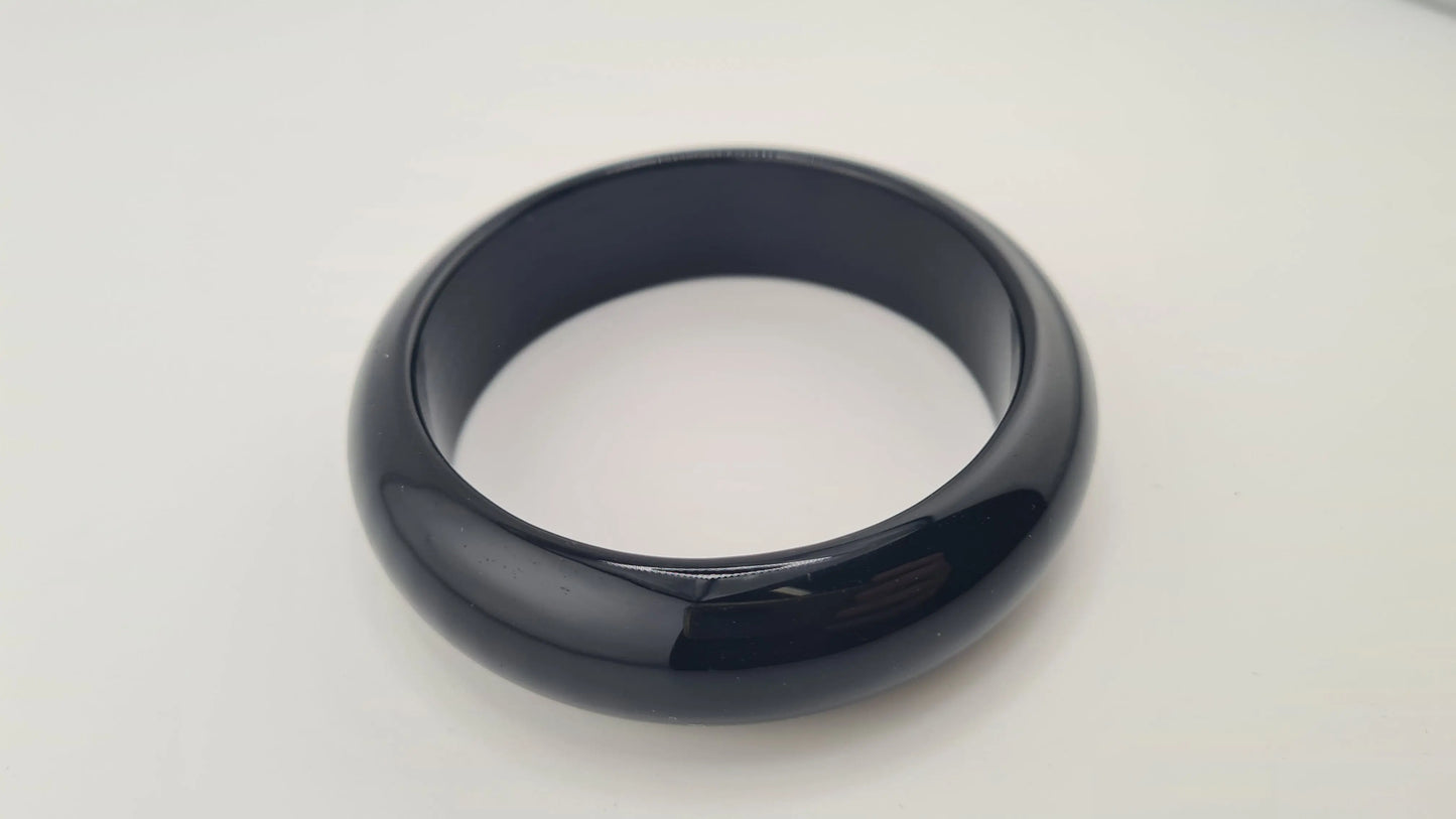 Bracelet massif "jonc" en obsidienne Cristal Roche