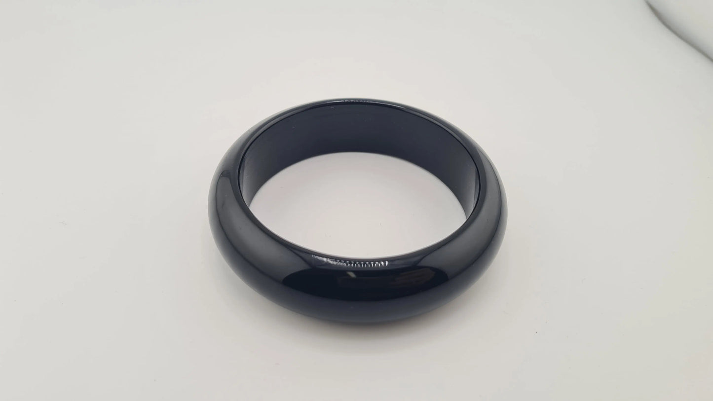 Bracelet massif "jonc" en obsidienne Cristal Roche