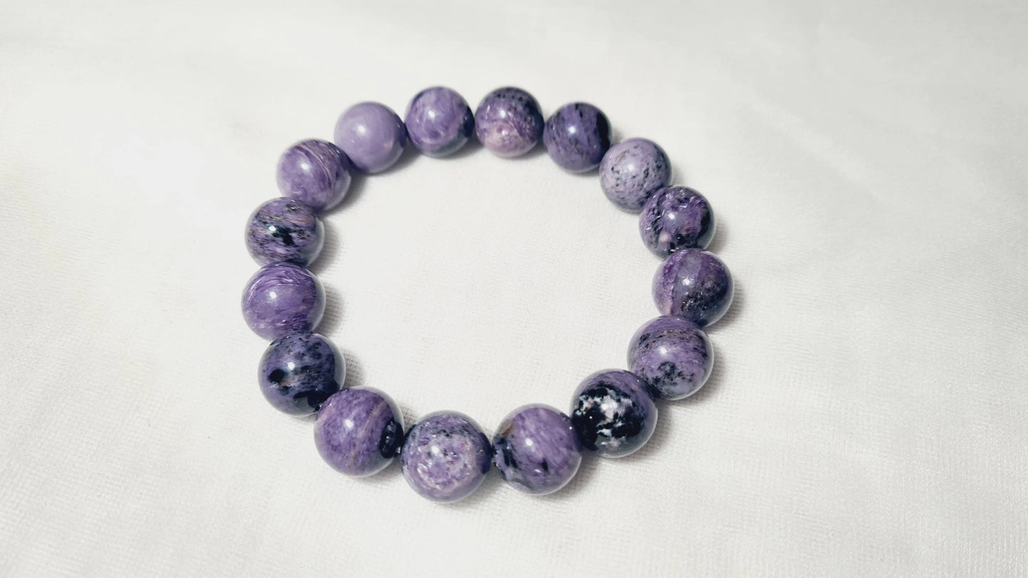 Bracelet en perles de charoïte de 13mm / 20.8cm Cristal Roche