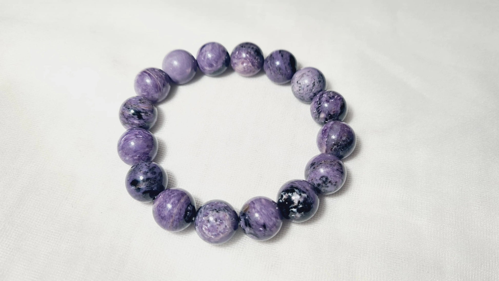 Bracelet en perles de charoïte de 13mm / 20.8cm Cristal Roche