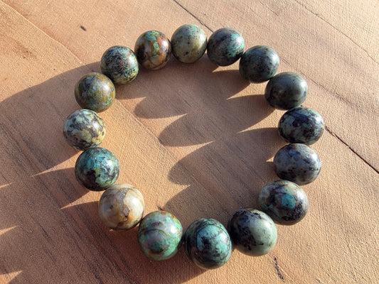 Bracelet en Turquoise de perles de 12mm Cristal Roche