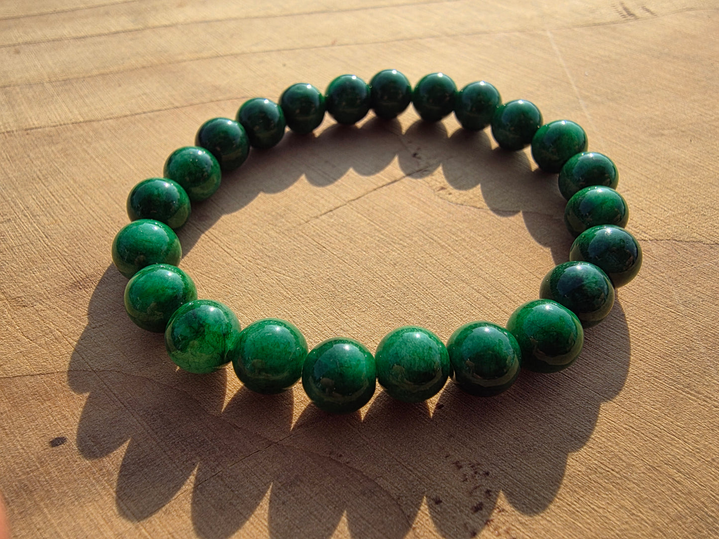 Bracelet en jade néphrite de Chine 8mm Cristal Roche